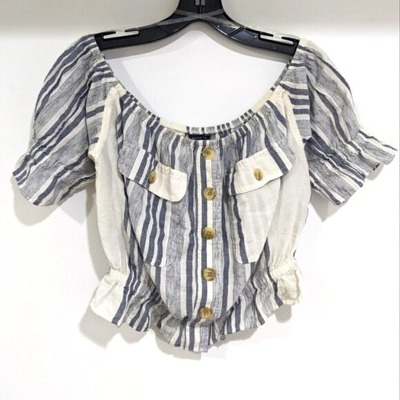 American Eagle | Striped Off-The-Shoulder Blouse - Picture 2 of 7